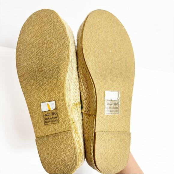 QUPID TROPICAL LEAF GREEN PINK WHITE WOMEN ESPADRILLES SIZE 6 - Picture 4 of 6